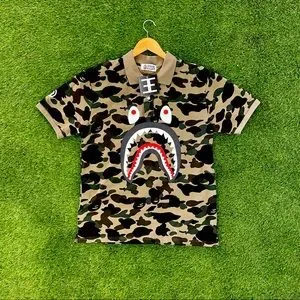 トップス A BATHING APE 1ST CAMO SHARK POLO L BAPE 1st Camo Shark Polo Green Men's - SS21 - US